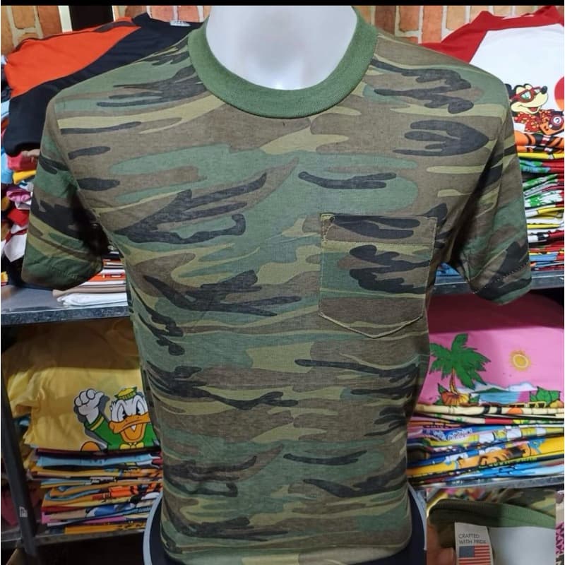 เสื้อยืดผ้าบางปากี ลายทหารแขนสั้นแขนยาว ตะเข็บเดียว คอฟิต ไม่เย็บข้าง รูปที่ 2