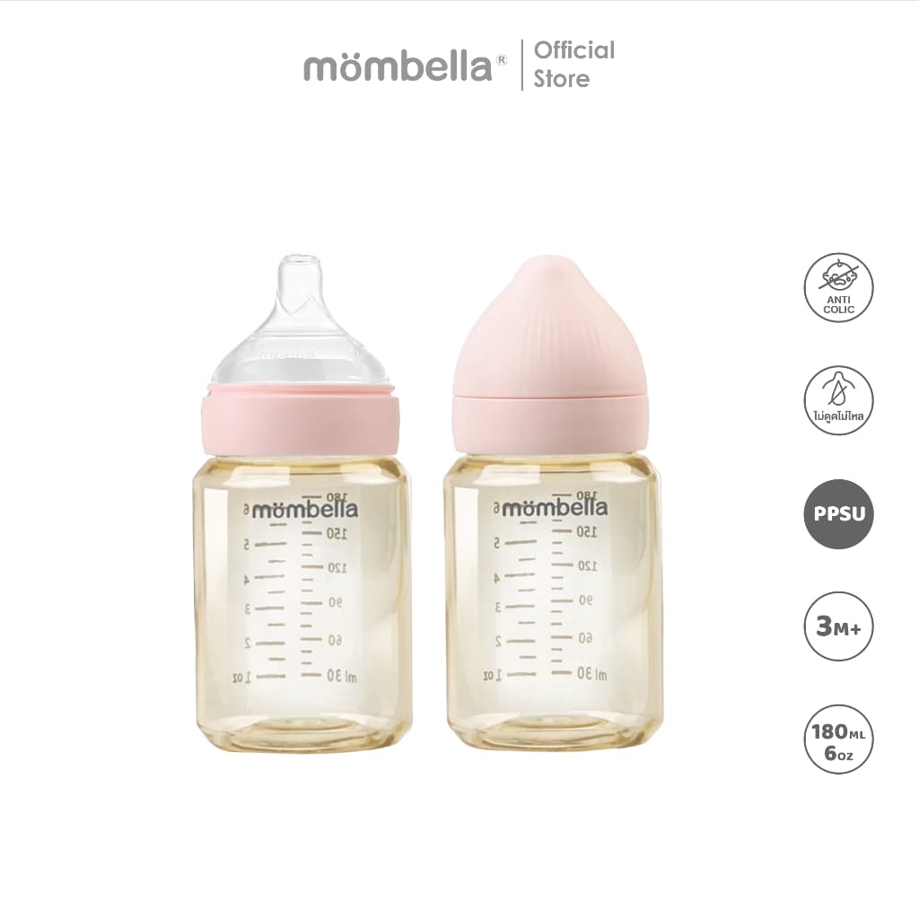 Mombella ขวดนม Classic PPSU พร้อมจุกนมป้องกันโคลิก เหมาะสำหรับทารกอายุ 3-6 เดือน ขนาด 6 ออนซ์ รูปที่ 1