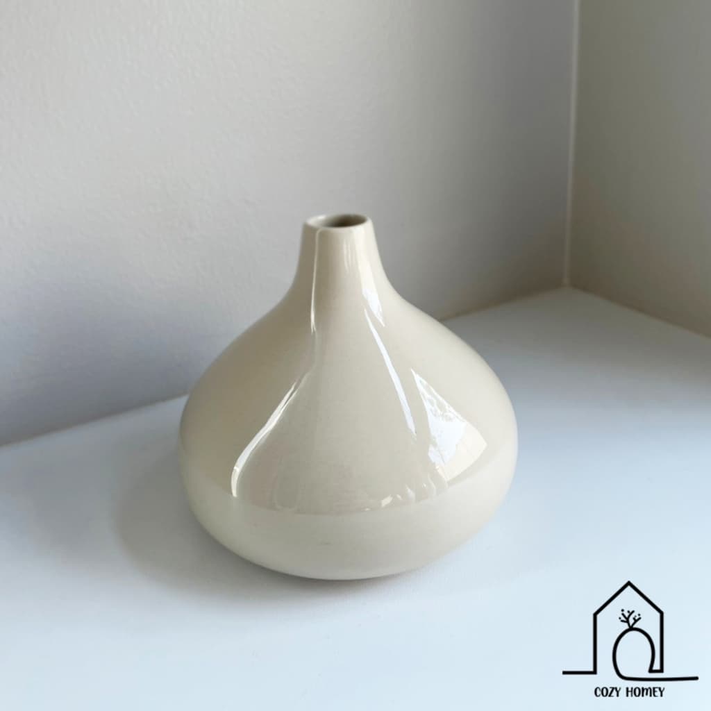 แจกันเซรามิก ทรงกลม ของแต่งบ้านมินิมอล | Ceramic Vase - Cozy Homey รูปที่ 5