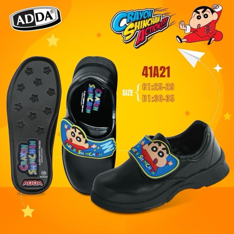 รองเท้านักเรียนadda เด็กผู้ชาย คัชชูหนังดำ/ผ้าใบวอมขาว ลาย เบ็นเท็น/ชินจัง ไซร์25-35มีใบเสร็จให้ รูปที่ 6