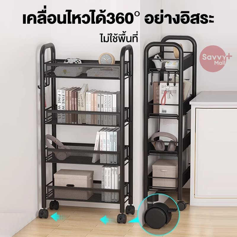 SV ชั้นวางของในครัว 3/4/5ชั้น ชั้นวางของ ชั้นวางของแบบโครงเหล็กมีล้อ วางแบบถอดได้ เคลื่อนย้ายสะดวก รูปที่ 3