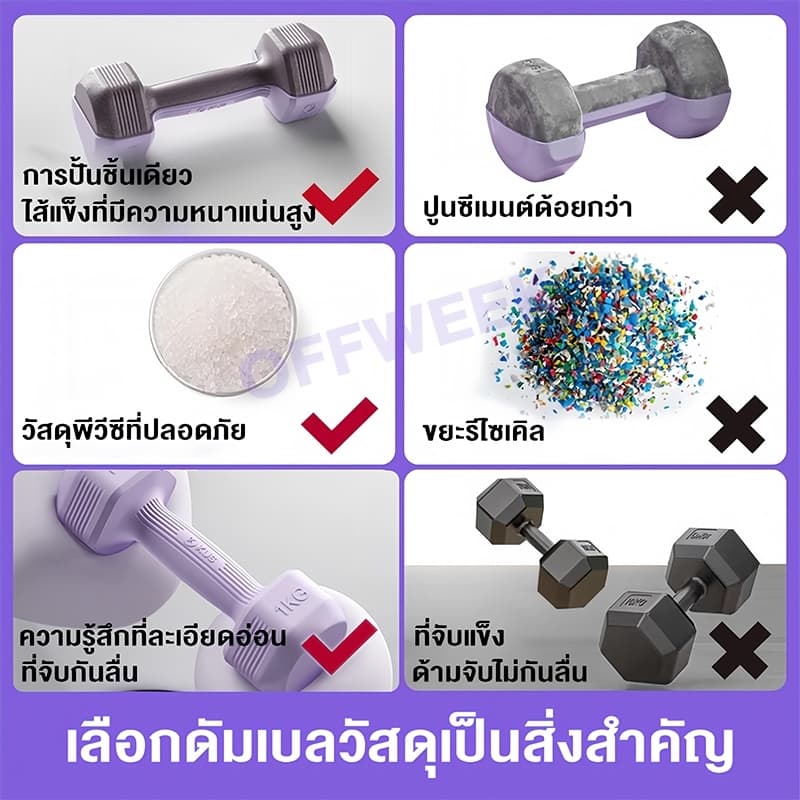 ดัมเบล ดัมเบลยาง Dumbbells ฟิตเนส ดัมเบลสำหรับผู้หญิง สำหรับลดไขมันต้นแขน ออกกำลังกาย 1KG-5KG 2ชิ้น รูปที่ 3