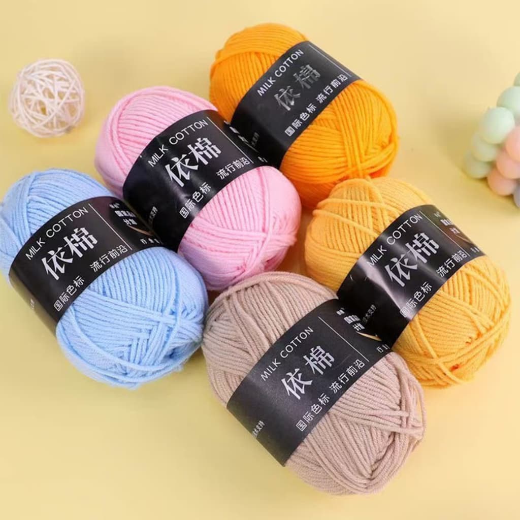 ไหมพรมคอตตอนนม 4ply น้ำหนัก50กรัม milk cotton yarn ไม่ระคายผิว จากไทย รูปที่ 2