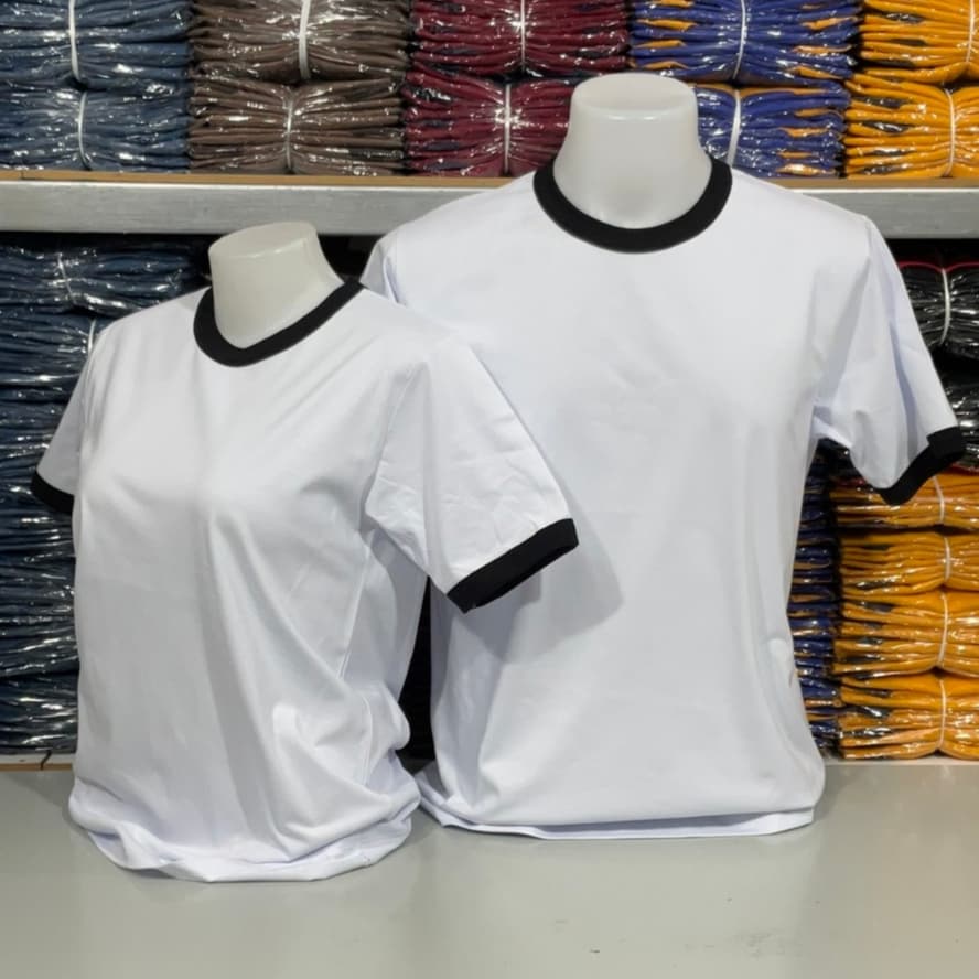 เสื้อคอกลมกุ๊นคอกุ๊นแขนเนื้อผ้าคอตตอน รูปที่ 1