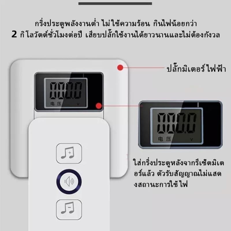 กริ่งประตูไร้สายกันน้ำ ระยะควบคุม 300 เมตร พร้อมไฟ LED 62 ดวง แฟลชสำหรับเรียกเข้าบ้าน รูปที่ 3