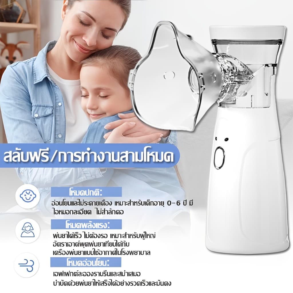 เครื่องพ่นละอองยา ไร้สาย ทั้งเด็กและผู้ใหญ่สามารถใช้งานได้ เครื่องพ่นยาเด็ก ขวดสเปรย์ยาพกพา Nebulizer รูปที่ 4