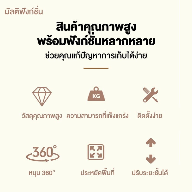 KANO ชั้นวางเครื่องปรุง1-3ชั้น หมุนได้ 360° ชั้นวางเครื่องปรุงในครัว วัสดุโลหะที่แข็งแรง กันน้ำ กันสนิม ชั้นวางของในครัว รูปที่ 9