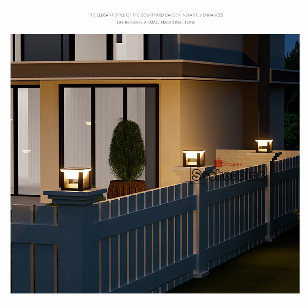 โคมไฟหัวเสา Y140 Solar light pillar lamp 14CM 3ระบบไฟ ไฟโซล่าเซลล์กลางแจ้ง กันฝนIP65 รูปที่ 7