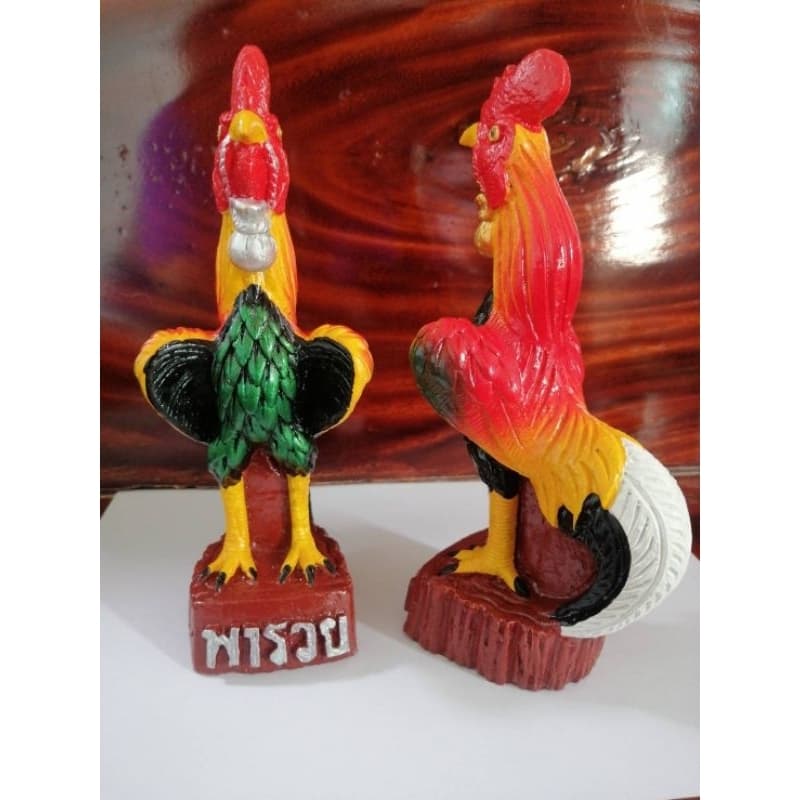 ไก่แก้บนไหว้ไอ้ไข่วางศาลบูชา22ซม.1คู่สีสวย รูปที่ 9