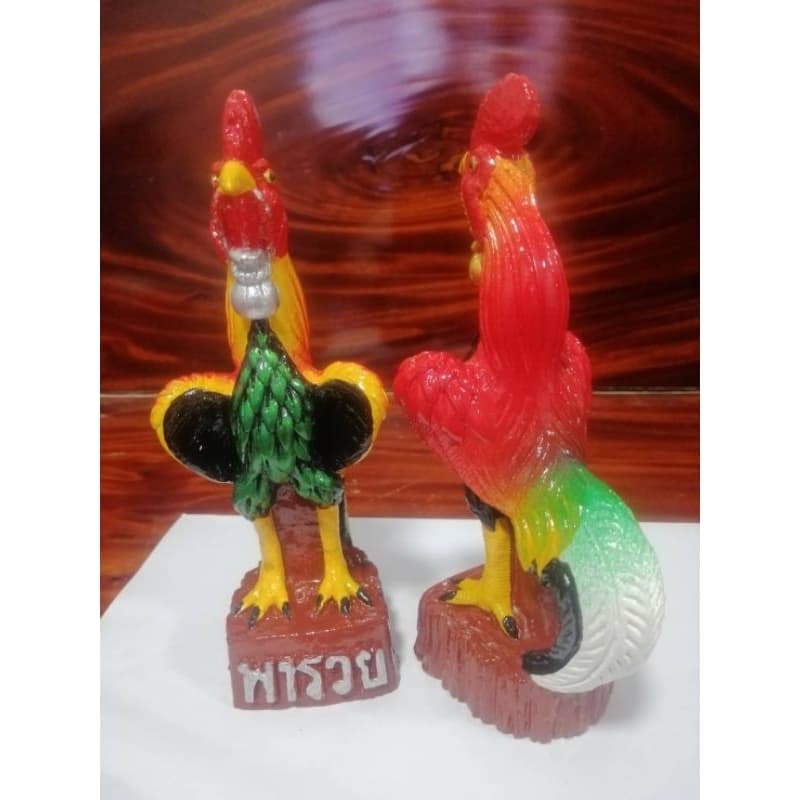 ไก่แก้บนไหว้ไอ้ไข่วางศาลบูชา22ซม.1คู่สีสวย รูปที่ 6