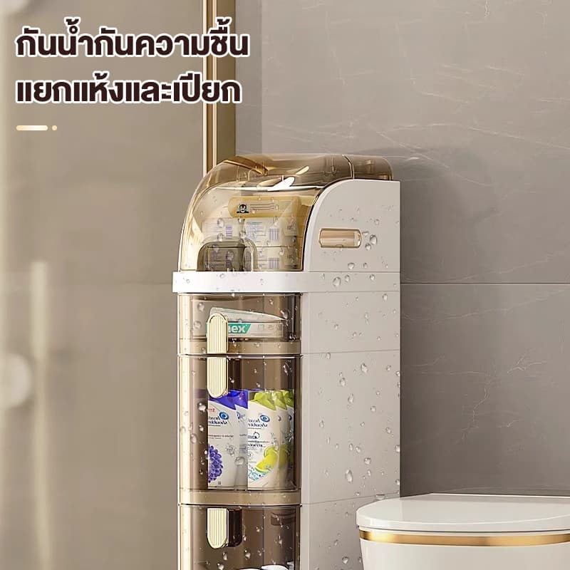 FORYO ตู้เก็บของขนาดเล็ก ลิ้นชักใส ขอบแคบ ล็อคเกอร์แนวตั้ง ตะเข็บถ่านหินสูง ตู้ห้องน้ำ รูปที่ 8