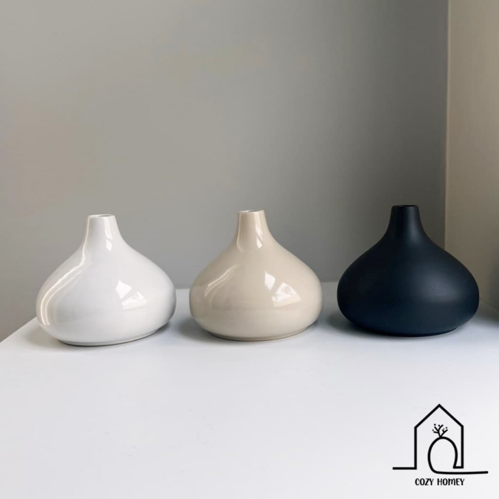 แจกันเซรามิก ทรงกลม ของแต่งบ้านมินิมอล | Ceramic Vase - Cozy Homey รูปที่ 2