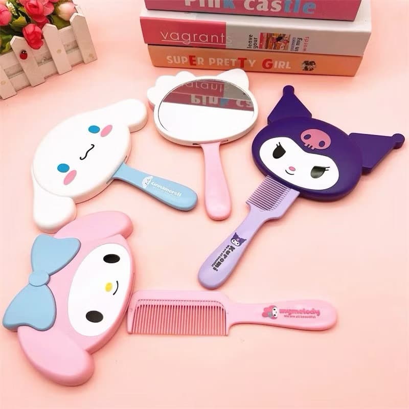 กระจกพร้อมหวีซานริโอ้ sanrio mymelody kuromi cinnamoroll รูปที่ 4