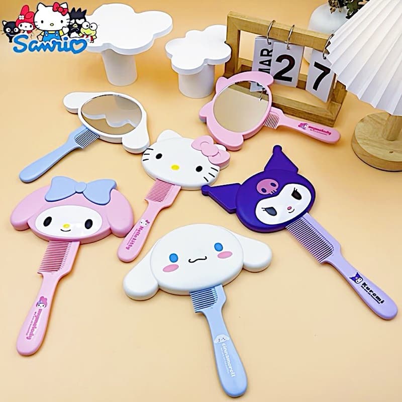 กระจกพร้อมหวีซานริโอ้ sanrio mymelody kuromi cinnamoroll รูปที่ 1
