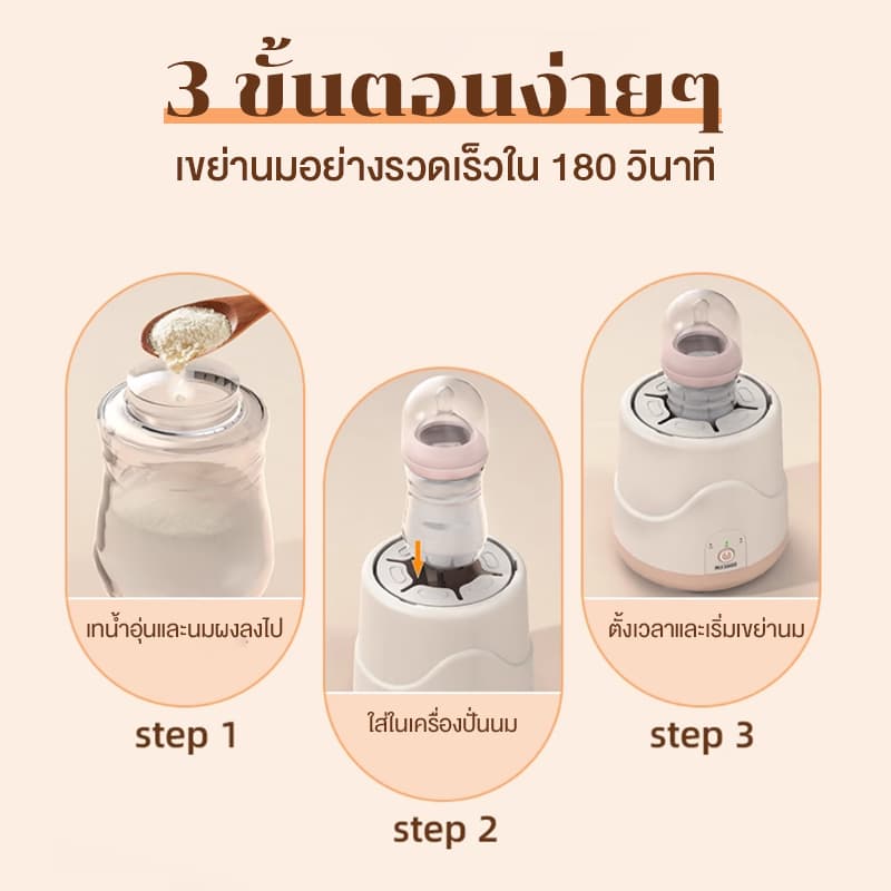 เครื่องชงนมเด็ก เครื่องผสมนมผง เครื่องปั่นนมไฟฟ้า ผสมนมอัตโนมัติ ใช้งานได้หลายแบบ เครื่องปั่นนม ไม่มีฟอง/เป็นก้อน รูปที่ 4