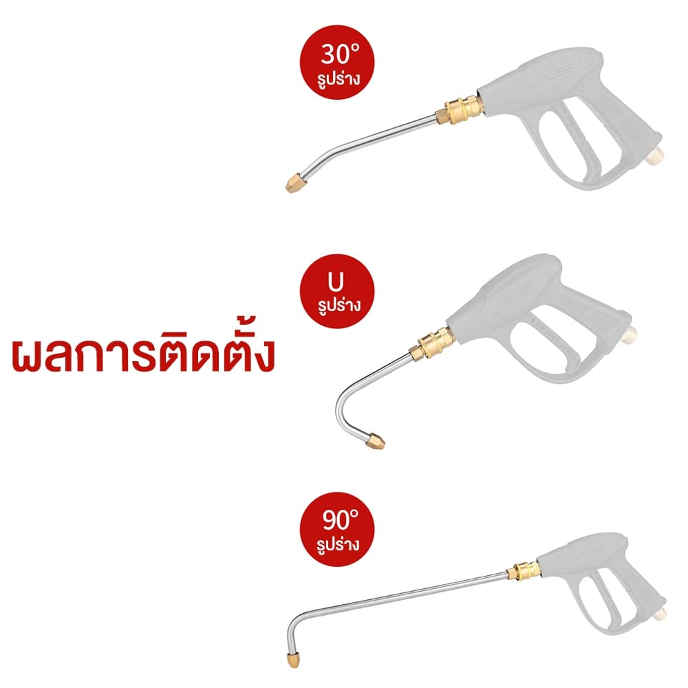 หัวฉีดล้างแอร์ 1/4 หัวปืนฉีดน้ำแรงดันสูง ข้อต่อขยายสแตนเลส 15cm/35cm สำหรับปั๊มแรงดันสูง 5000PSI รูปที่ 8