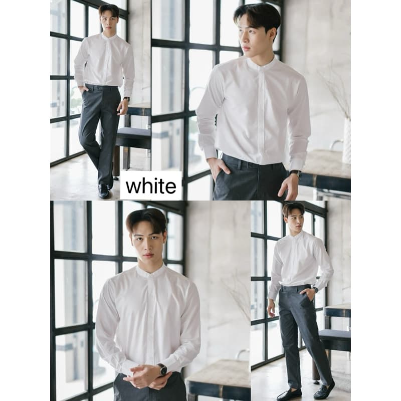 เสื้อเชิ้ตแขนยาวคอจีน เชิ้ตคอจีน ผ้าOXFORD หลากสี คอจีนแขนยาว รูปที่ 5