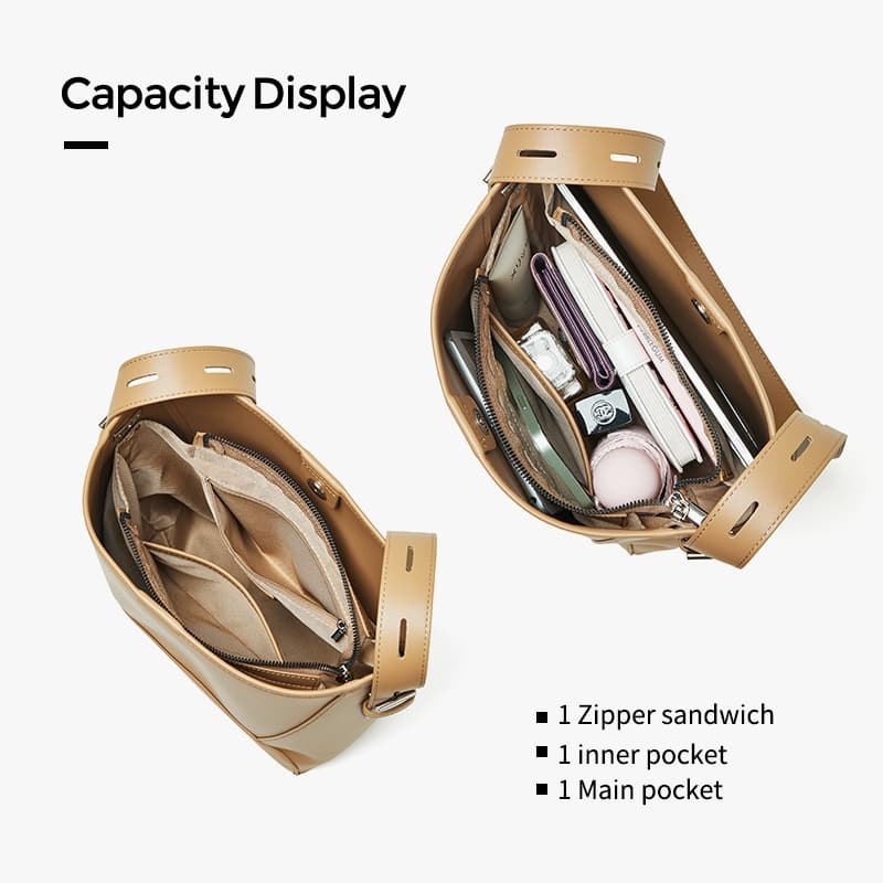 NAWOELITE กระเป๋าถังหนัง PUคลาสสิก กระเป๋า Crossbody Bag กระเป๋าแฟชั่นสุภาพสตรีกระเป๋าสะพายไหล่ Bucket Bag รูปที่ 3