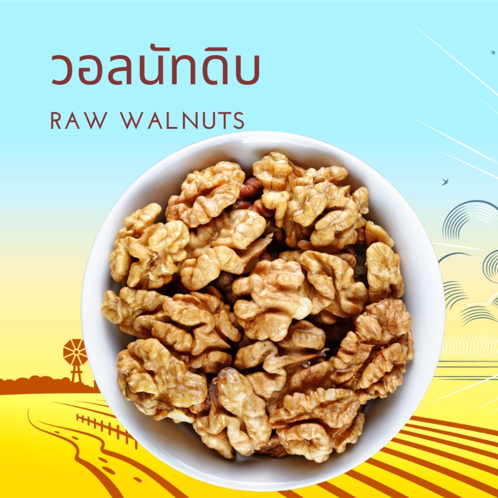 วอลนัทดิบ แบบเต็มเม็ด วอนัท Raw Walnuts Kernel Whole วอลนัทแกะเปลือก วอลนัทเนื้อล้วน รูปที่ 1
