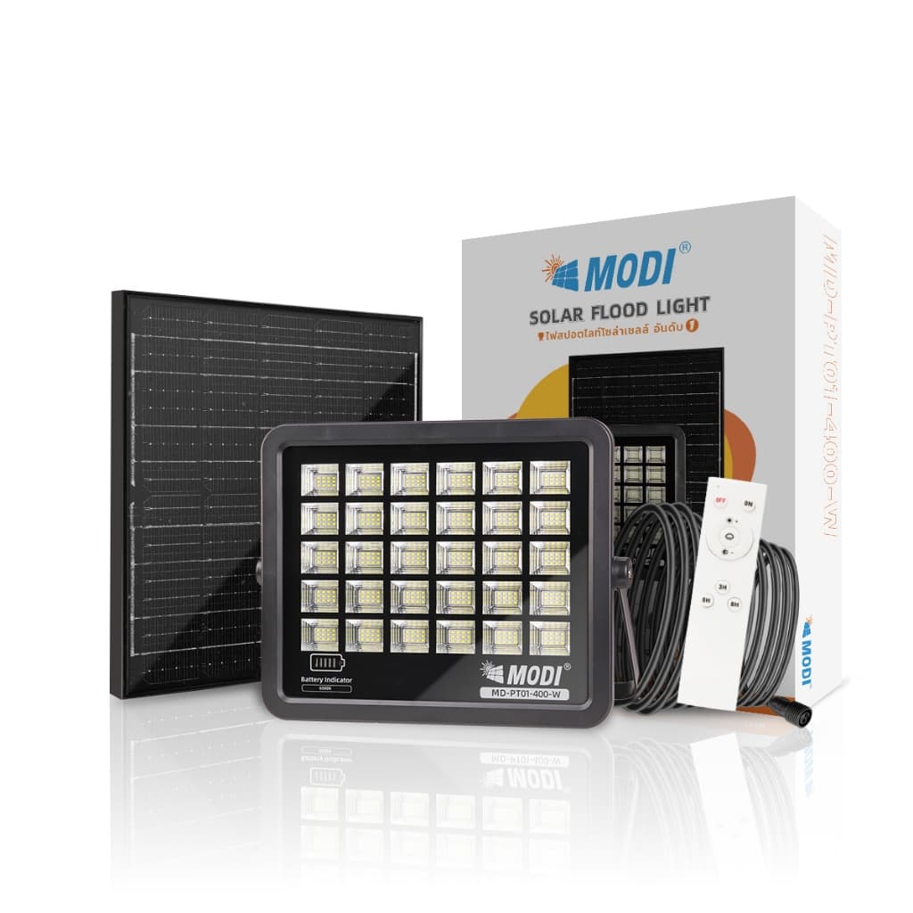 MODI ไฟสปอตไลท์โซล่าเซลล์ แสงขาว 50W80W200W300W400W โคมไฟพลังงานแสงอาทิตย์ โซล่าเซลล์ solar light รูปที่ 9