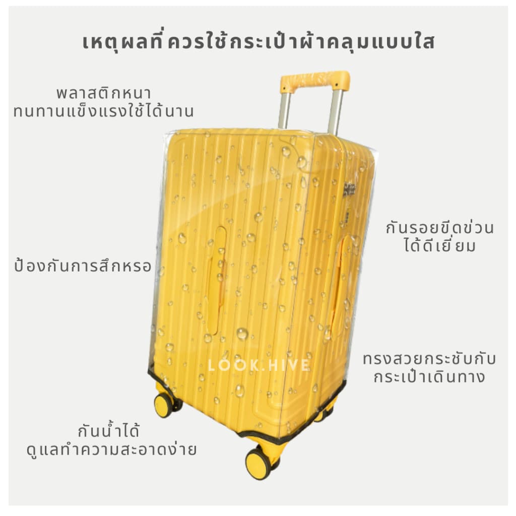 ส่งด่วน!ผ้าคลุมกระเป๋าเดินทางแบบใสเกรดพรีเมี่ยม อย่างหนา premium luggage cover 6 ไซส์ B008 รูปที่ 2