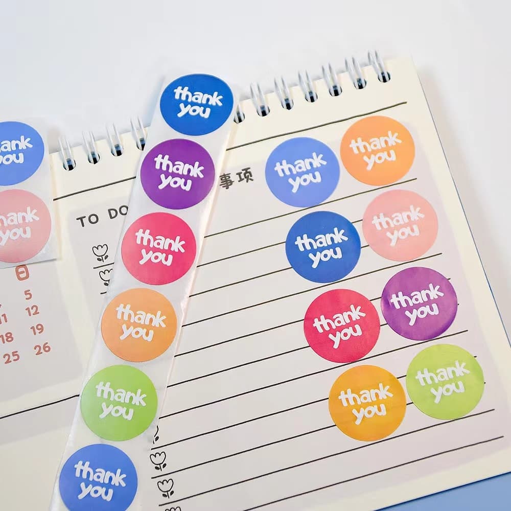 สติ๊กเกอร์ขอบคุณ ขนาด2.5ซม.500ดวง ติดกล่อง ติดแก้วน้ำ sticker thankyou C881 รูปที่ 3