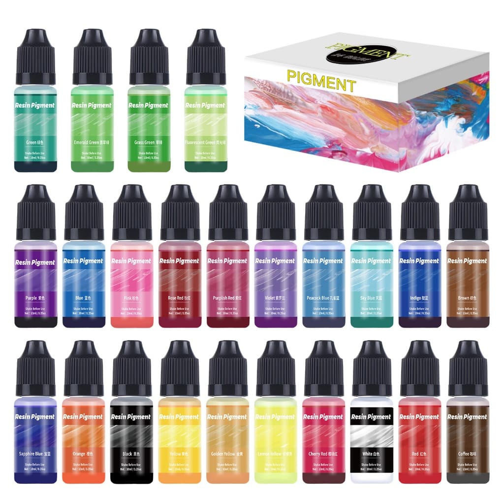 24 สีเอสเซ้นส์สีอัญมณีใส 10 มล. กาวเรซินอีพอกซี DIY เอสเซ้นส์สีอเนกประสงค์ เอสเซ้นส์สีuv รูปที่ 3