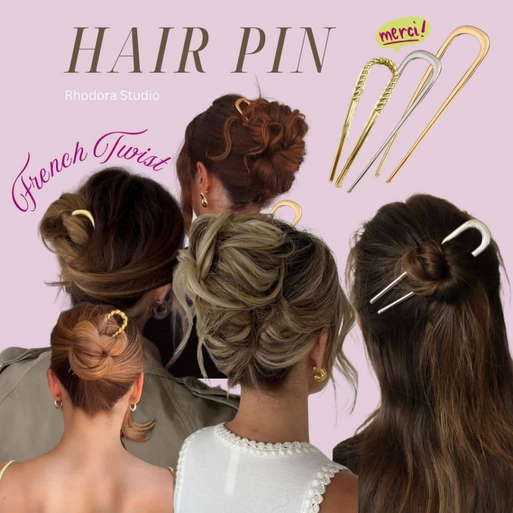 ปิ่นทำผมสไตล์ฝรั่งเศส French Hair Pin ปิ่นปักผม รวบผมทรงตัว U French Twist Hairstyle รูปที่ 1