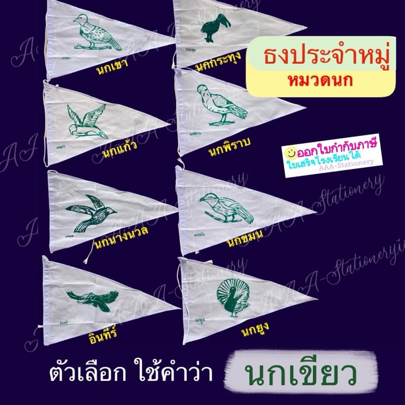 ธงลูกเสือ ธงเนตรนารี ธงประจำหมู่ลูกเสือ ธงประจำหมู่เนตรนารี ธงหมู่กษัตริย์ ธงหมู่สัตว์ ธงหมู่ดอกไม้ ธงหมู่นก รูปที่ 6