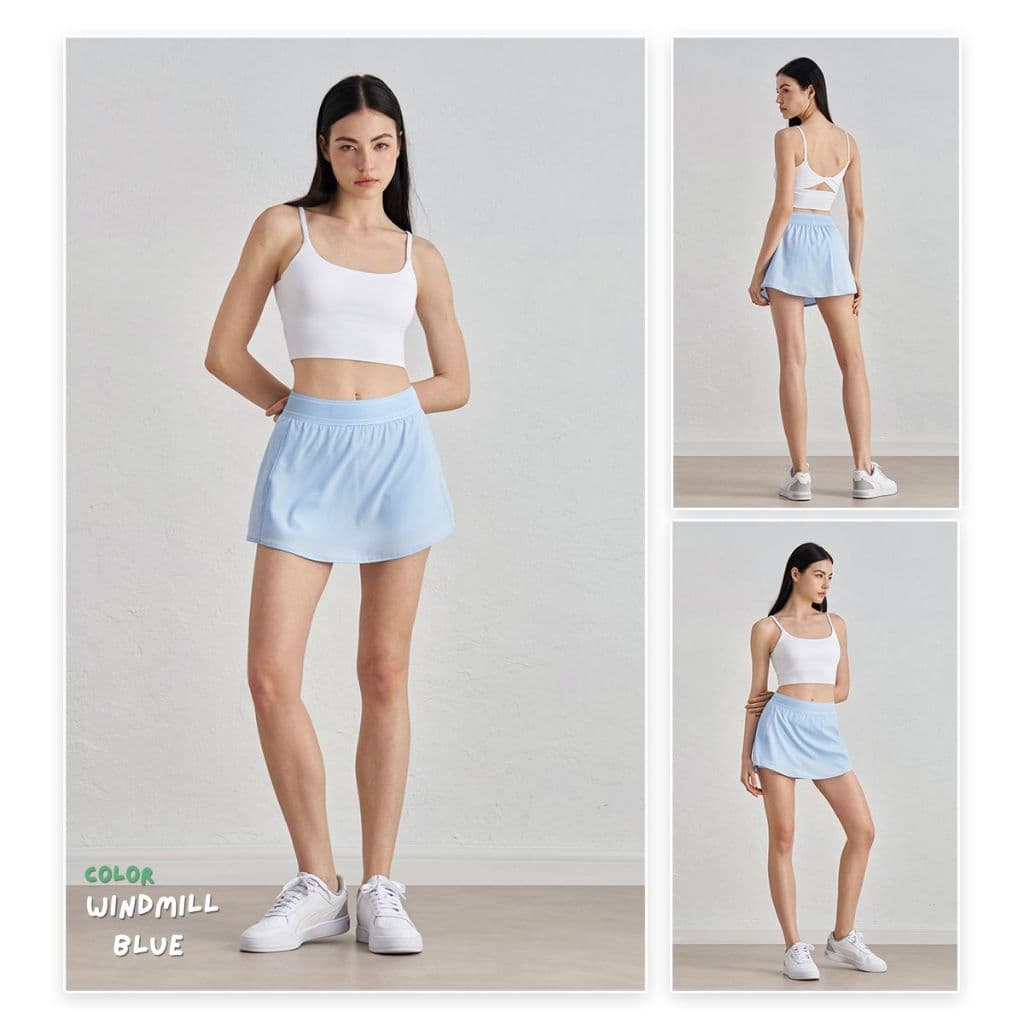 กระโปรงกีฬา 2in1 มีซับในพร้อมช่องเก็บของ ผ้านุ่ม เบาสบาย ยืดหยุ่นสูง ใส่ตีเทนนิส ออกกำลังกาย แฟชั่น รูปที่ 9