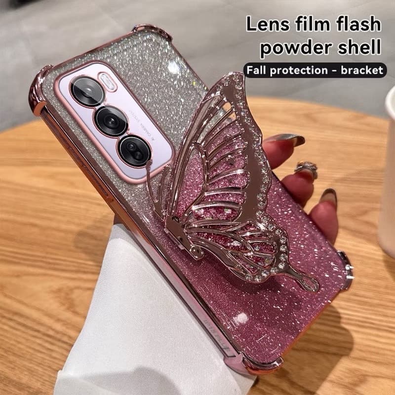 เคสขาตั้ง สำหรับ VIVO Y31D Y500i Y05 Y11D V70FE Y29 Y29S Y04 Y04S Y21D Y31 Y200 Y19S กันกระแทก ผีเสื้อ กริตเตอร์ ตั้งได้ รูปที่ 2