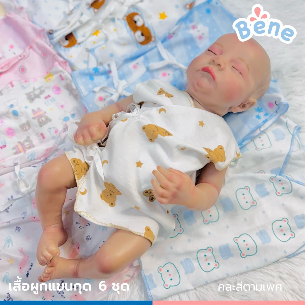 Benebaby เสื้อผูกแขนกุด แพ็ค6ตัว คละสี ชุดเด็กแรกเกิด ชุดเด็กทารก ผู้หญิง ผู้ชาย คอตตอน COTTON รูปที่ 5
