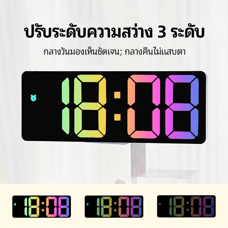 VOVOVA นาฬิกาปลุก LED RGB จอสวย ควบคุมด้วยเสียง แสดงอุณหภูมิ/วันที่ นาฬิกาตั้งโต๊ะ ดิจิตอล มินิมอล รูปที่ 4