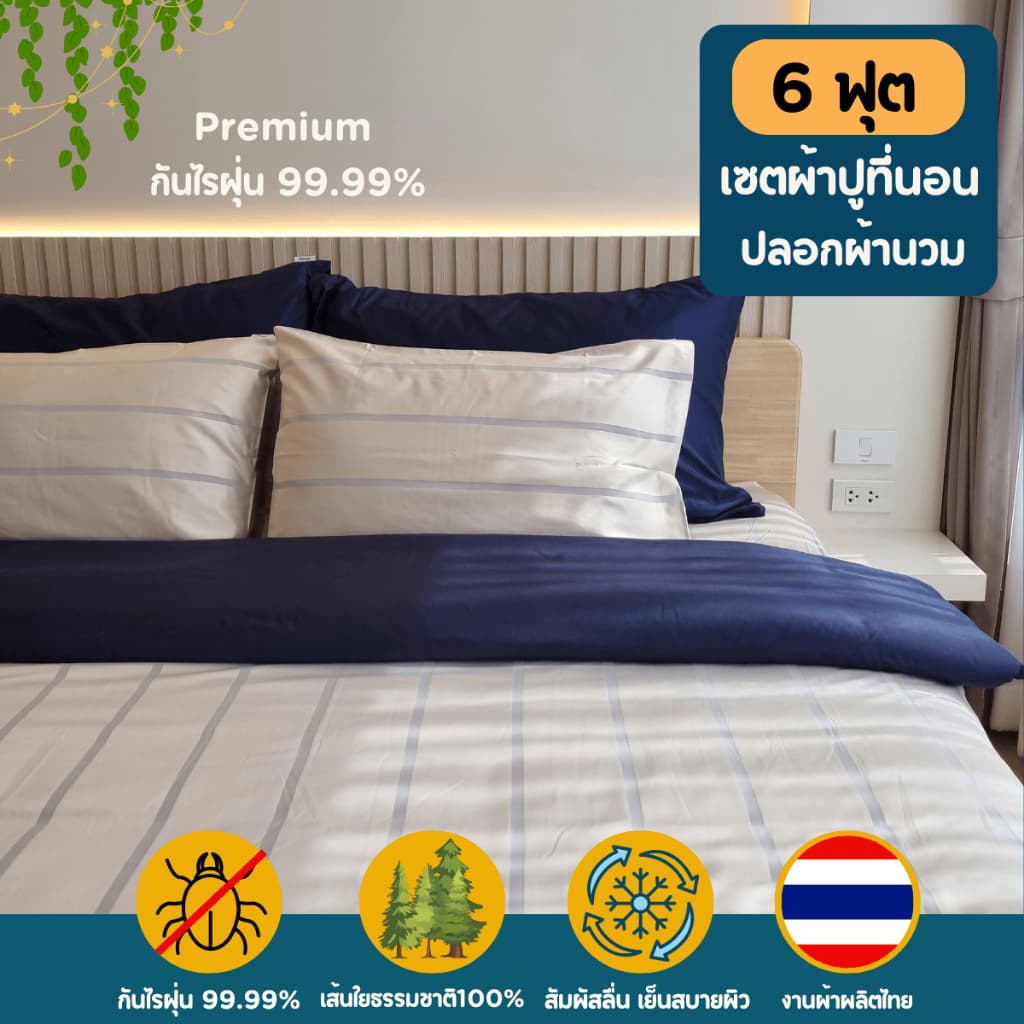 Soul Sleep Premiun เซตผ้าปูที่นอนพร้อมปลอกผ้านวม รุ่นกันไรฝุ่น รูปที่ 1
