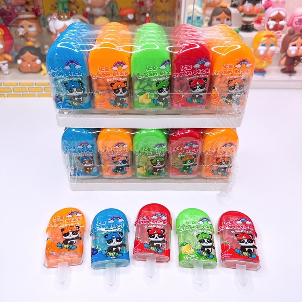 ไอติมเเพนด้าหมากฝรั่งสติ๊ก 5 สี 1 เเพค 30 ชิ้น ขนม วัยเด็ก แมคโคร ขนม แผง เยลลี่ ขนมยุค90 ในตํานาน รูปที่ 1