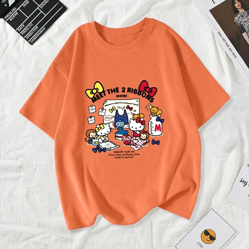 เสื้อยืดผู้หญิงแฟชั่นสาวลายการ์ตูนน่ารักฤดูร้อนเสื้อผ้าแฟชั่นส่วนเกาหลีสวมใส่สบายมาก#A189 รูปที่ 3