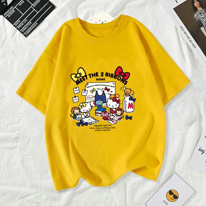 เสื้อยืดผู้หญิงแฟชั่นสาวลายการ์ตูนน่ารักฤดูร้อนเสื้อผ้าแฟชั่นส่วนเกาหลีสวมใส่สบายมาก#A189 รูปที่ 5