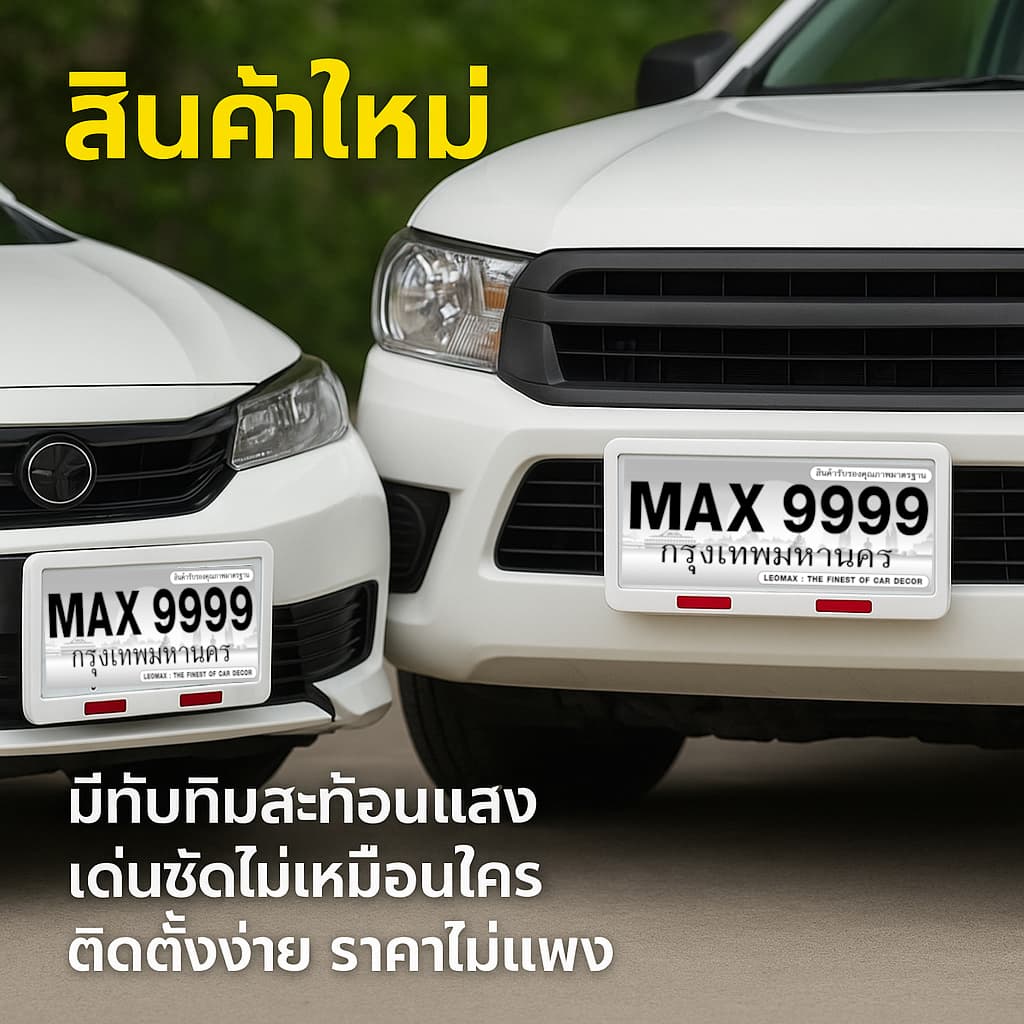 LEOMAX กรอบป้ายทะเบียนรถยนต์ ป้ายทะเบียนรถยนต์ รูปแบบต่างๆ มีทั้ง แบบทั่วไป กันน้ำ สเตนเลส etc. รูปที่ 8
