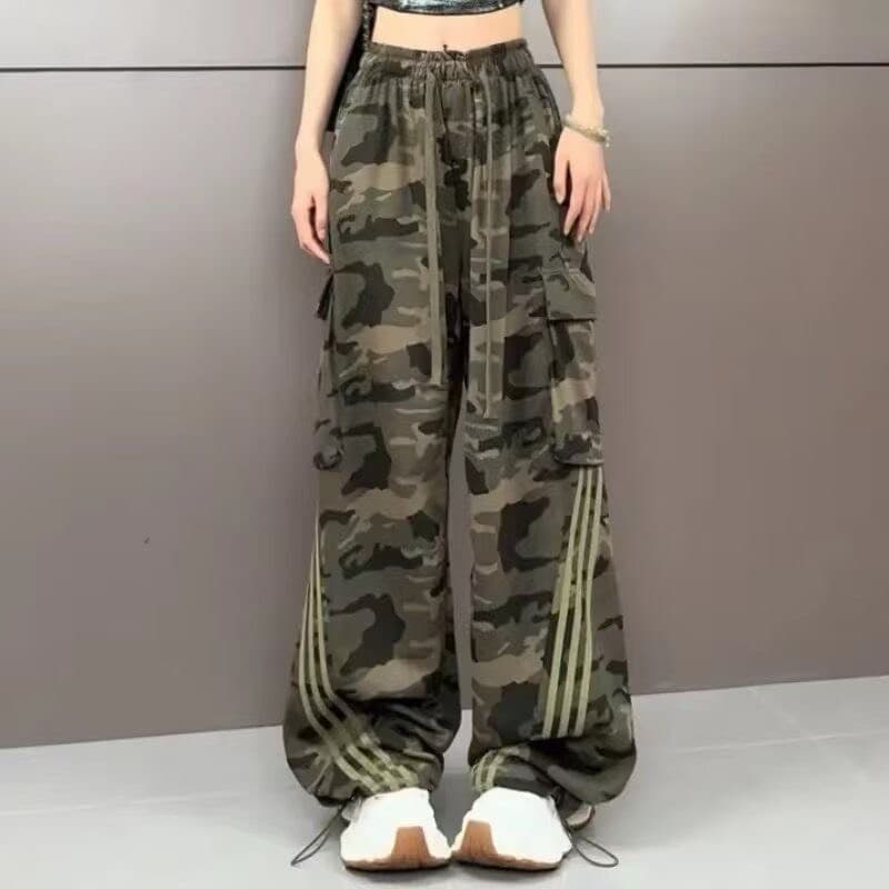 กางเกงคาร์โก้ขายาว S-10XL เอวสม็อคยางยืดมีเชือกรูดข้อเท้า ใส่ได้ทั้งผู้หญิงผู้ชาย รูปที่ 3
