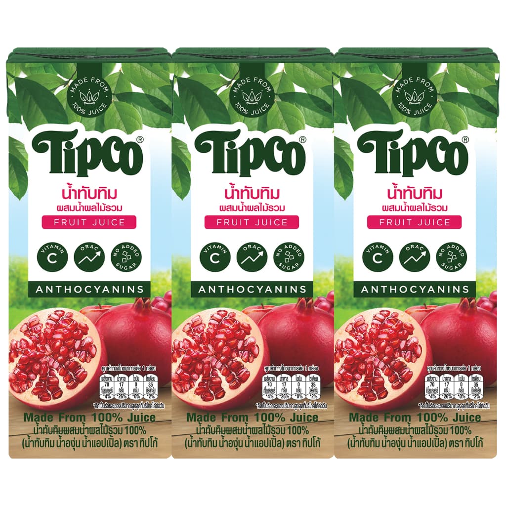 TIPCO น้ำทับทิม Pomegranate&Mixed fruits juice 100% ขนาด 200 ml. รูปที่ 1