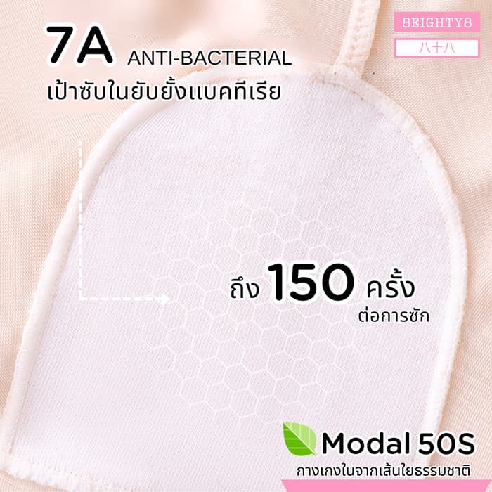 8Eighty8 กางเกงซับในขาสั้นคนท้อง ตั้งครรภ์ คุณเเม่ ผ้าโมดาลว์ 7A ยับยั้งเเบคทีเรีย ผ้านิ่ม สบายตัว รูปที่ 7