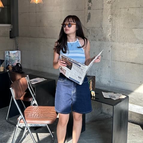 upeachme AIBO JEAN SHORTS กางเกงยีนส์ขาสั้นทรงสามส่วน ใส่ได้ทั้งเอวสูง/เอวกลาง/เอวต่ำ ยีนส์สั้นสีสนิม รูปที่ 9