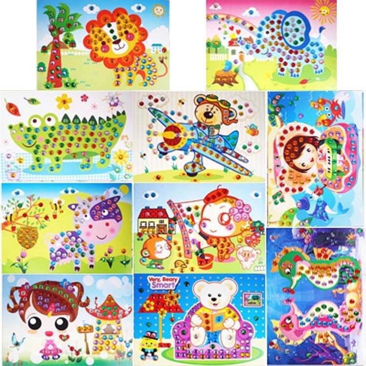DIYติดภาพด้วยสติ้กเกอร์สี ของเล่นงานประดิษฐ์ ศิลปะงานประดิษฐ์เด็ก ของเล่นฝึกสมาธิ ฝึกกล้ามเนื้อมัดเล็ก แปะเพชร รูปที่ 8