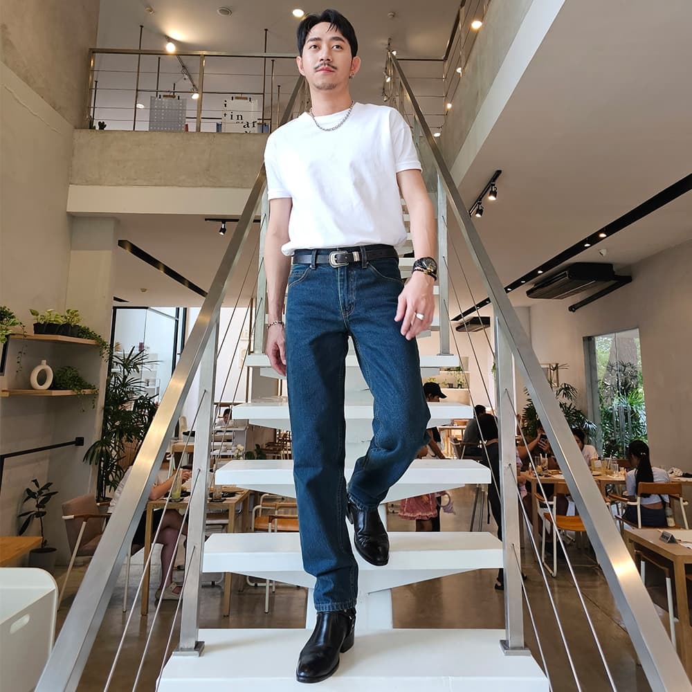 Golden Zebra Jeans กางเกงยีนส์ชายขากระบอกเล็กผ้าไม่ยืดไซส์เล็กไซส์ใหญ่ #535SNOW รูปที่ 3