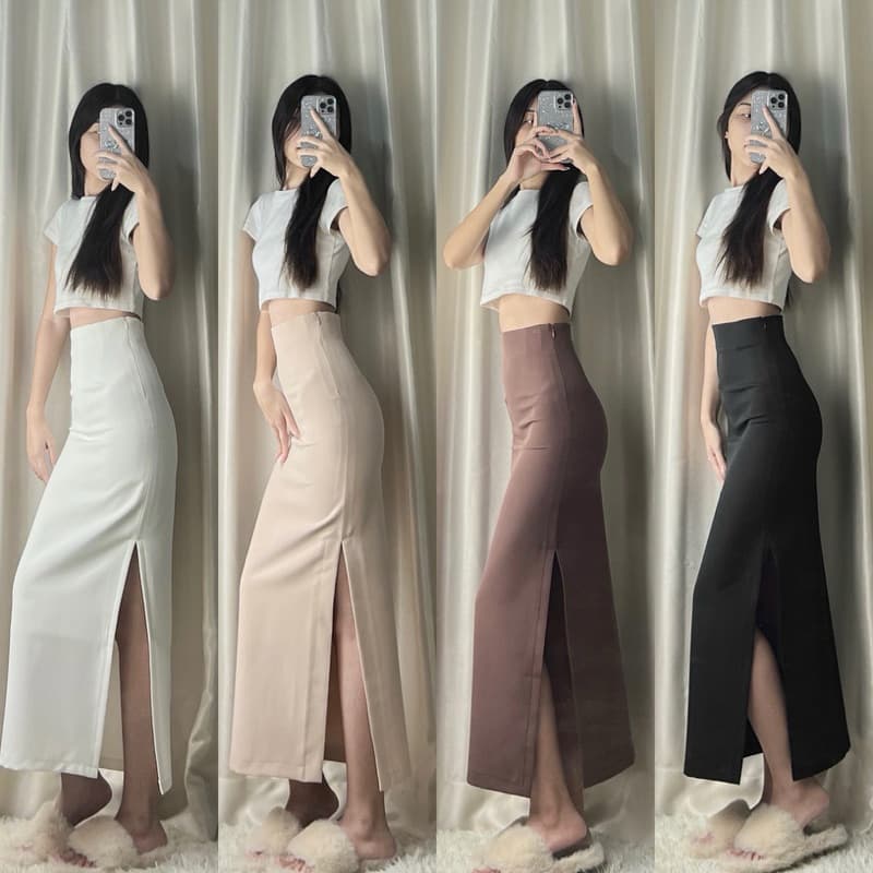 กระโปรงยาวทรงตรงมีแหวกด้านข้างใส่แล้วทรงเข้ารูปหุ่นสวยสุดๆ รูปที่ 2
