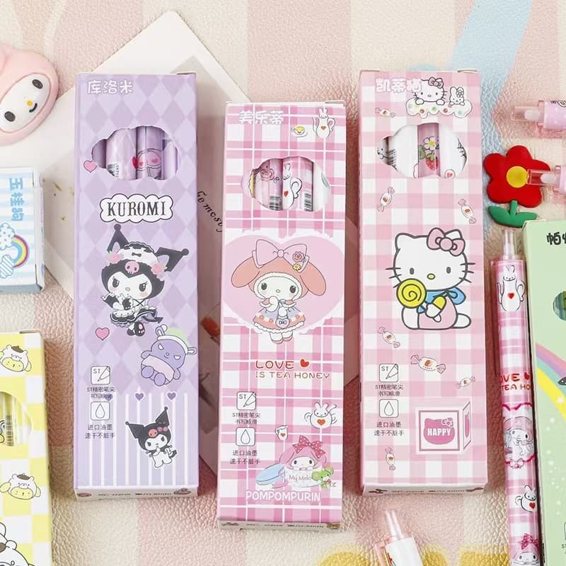 4 ชิ้น กล่องบรรจุปากกาเจล Kawaii การ์ตูน ปากกาแห้งเร็วโรงเรียนเครื่องเขียนอุปกรณ์ 4MM รูปที่ 1