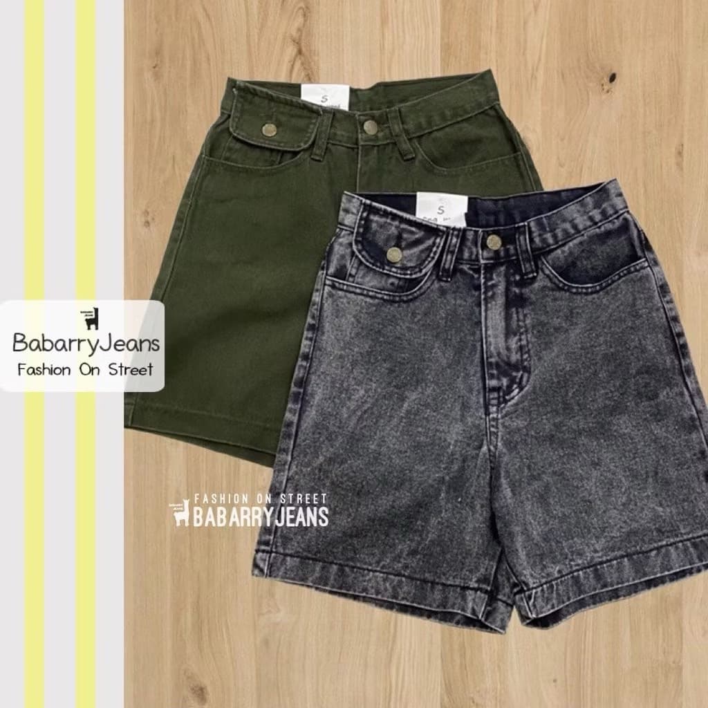 BabarryJeans ยีนส์สามส่วน วินเทจ เอวสูง ผ้าไม่ยืด รุ่นเรียบ คลาสสิค สียีนส์เข้ม / สียีนส์อ่อน รูปที่ 2