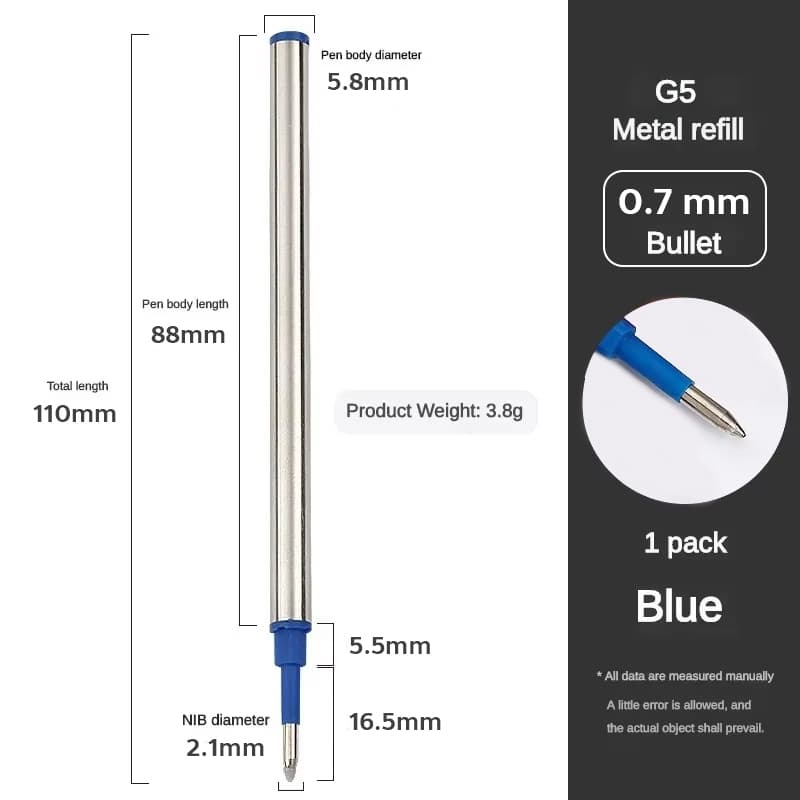 ไส้ปากกาโรลเลอร์บอล แบบปากกา Sheaffer หัว 0.7 มม. หมึกน้ำเงิน ไส้แบบมาตรฐาน ปลายไม่มีเกลียว รูปที่ 2
