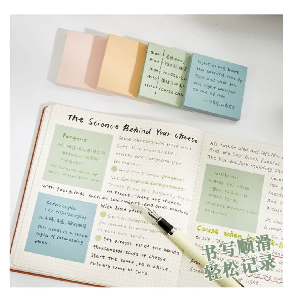 กระดาษโน้ต มีกาวในตัว รุ่น Premium sticky note กระดาษสีพาสเทล 100 แผ่น มีหลายสี หลายแบบ รูปที่ 5