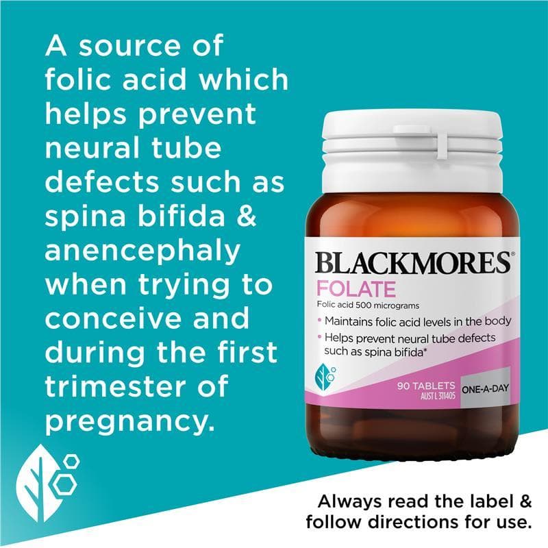 Blackmores Pregnancy Folate 500mg.90เม็ด แบล็คมอร์ส โฟเลท บำรุงสำหรับหญิงเตรียมตั้งครรภ์ ถึงหยุดให้นมบุตร ทานได้ 90 วัน รูปที่ 9